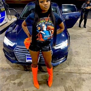 Orange Croc-Embossed Women's Boots